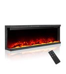 M.C.Haus 3-Sided Luxury Electric Fireplace with 3 Installation Ways, Recessed Fireplace on Multi-Media Wall, Electric Flame Effect with 9 Color, Remote&Control Panel, 1800W, 127cm/50”, Black