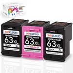 INKCLOUD Higher Yield 63XL Ink Cartridges Compatible with HP 63 Ink 63XL Work with HP OfficeJet 3830 4650 4655 5255 5258 Envy 4520 4512 4513 4516 DeskJet 1112 3630 2132 Printer(2 Black, 1 Tri-Color)