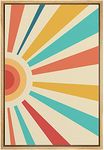 bestdeal depot Framed Canvas Print Wall Art Multicolor Shing Sun in Sky Abstract Patterns Illustrations Modern Art Mid-Century Modern Group for Living Room, Bedroom, Office - 16"x24" Natural