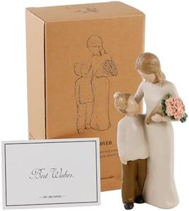 JINGIHE Mother and Son Figurines, Mother Birthday Gifts, Flowers Thank You Gifts, Hand-Painted Statues for Son Women, New Mom Memorial Day Decorations