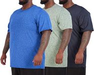 Real Essentials Men’s Big and Tall Tech Stretch Short Sleeve Crew Quick Dry Fit T-Shirt Wicking Active Athletic Gym Top Clothes Lounge Sleep Running Basketball Workout Tee, Set 11, 5X Tall, Pack of 3