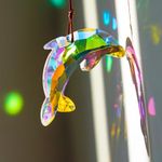 76mm/3in Lovely Crystal Dolphin Prism Sun Catchers,Window Crystal Prism Suncatcher,AB Coating Hanging Crystals for Indoor Outdoor Christmas Decor