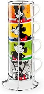 EGAN Set 4 Tazzine Caffè Impilabili Mickey I am ML.80 + Metalrack