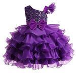 Miipat Girls Pageant Party Dress Ruffle Flower Kids Wedding Ball Gown Sequin Formal Princess Dress(Purple,6-7Years)