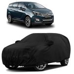 Sulfar 100% Water Resistant Car Body Cover Compatible with Mirror for Mahindra Marazzo (Triple Stitched, Full Bottom Elastic, Black)