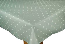 Karina Home Polka Dotty PVC Wipe Clean Tablecloth Vinyl (Duckegg Green, 200 x 140cm)