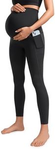 CRZ YOGA Womens Butterluxe Maternity Leggings with Pockets 25" - Workout Activewear Yoga Pregnancy Pants Buttery Soft Black Medium