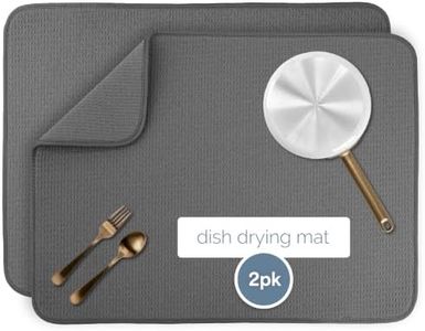 S&T INC. Dish Drying Mat XL 2 Pack, 18” x 24”, Absorbent Microfiber Kitchen Counter Mat, Dish Drying Pad for Dishes, Utensils, Pots and Pans, Extra Large, Charcoal Grey
