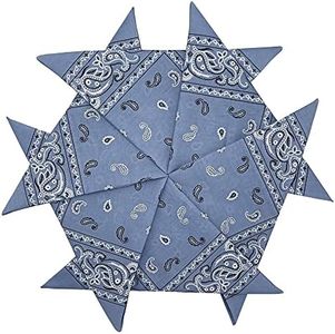 HankieWorld Bandanas 6 pack 12 pack 22 inch Cotton Paisley Kerchiefs for Men and Women (Chambray-6 pack)