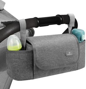 PHILORN Bolso Carro Bebé Universal, Bolsa Organizadora para Cochecitos de bebé Organizador con Portavasos Aislado y Correa para el Hombro, Gran Espacio Portátil Fijación Firme 3 formas de Transporte