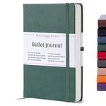 BEECHMORE BOOKS Dotted Journal Bullet Notebook, 8.3 x 5.8 inch 112 Dotted pages, Hardcover Grid Dot Leather Journals For Women, Men - 160 GSM Thick Paper, Gifts Box Included