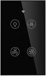 MOES WiFi Smart Ceiling Fan Light Wall Switch, Smart Life/Tuya APP Remote Timer and Counterdown, Compatible with Alexa and Google Home, Black No Hub Required