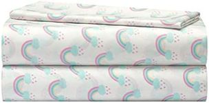 Heritage Kids 3 Piece Sheet Set, Including Top Sheet, Fitted Sheet and Pillow Case, Rainbow Print, Twin,Multicolor