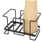 Adorila Bathroom Cup Dispenser, Metal Disposable Paper Cup Holder, Coffee Drink Organizer Paper Cup Storage for Home Office (Large, Black)