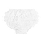 Baby Girls Frilly Pants Soft Touch Spotty Tutu Nappy Cover Frill Knickers Satin Bow White 6-12 Months