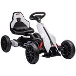 HOMCOM 12V Electric Go Kart for Kids, Ride-On Racing Go Kart with Forward, Reversing, Rechargeable Battery, 2 Speeds, for Boys and Girls, Ages 3-8 Years - White
