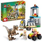 LEGO Jurassic Park Velociraptor Escape 76957 Learn to Build Dinosaur Toy for Boys and Girls; Gift for Kids Aged 4 and Up Featuring a Buildable Dinosaur Pen, Off-Roader Vehicle and 2 Minifigures