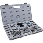 60-Pc Master Tap and Die Set - Include SAE Inch Size #4 to 1/2ââ‚¬Â and Metric Size M3 to M12, Coarse and Fine Threads | Essential Threading Rethreading Tool Kit with Complete Accessories and Storage Case