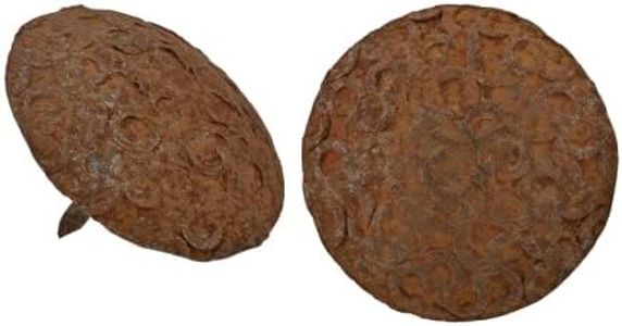 50 Pack 1.5" Large Round Head Clavos Decorative Nails – Rusted – Handmade Rustic Round Fasteners for Farmhouse Shutter, Faux Wood Beams, Barn Door, Shutters, and Gates – Ornamental Wood Accent