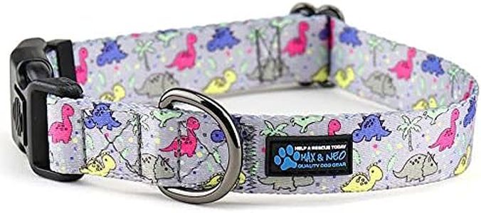 Max and Neo Patterned NEO Dog Collar - We Donate a Collar to a Dog Rescue for Every Collar Sold (Large, Dinosaurs)