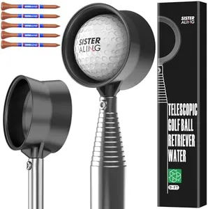 SisterAling 9ft/12ft Water Telescopic Golf Ball Retriever,Classic and Durable Stainless Steel Pick-Up Upper Grabber Tool,The Best Accessory Gift for Men and Women Golfers.(Black, 9Ft)