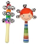 Smile Baby Colorful Wooden Rainbow Baby Handle Jingle Bell Rattle Toys jhun jhuna (jhunjhuna 2pac)