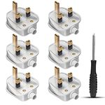 Pack of 6 13Amp Plug, Fused Plug 3 Pin Plug Uk With Cord Grip Rewireable White Plugs-13 Amp Plug Uk Heavy Duty Electrical Plug Uk 13 A Fused Mains Plugs-13 Amp Plugs Durable For Electrical Appliances.