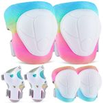 MHJY Knee Pads for Kids Elbow Pads Set 6pcs Protection Gear Kit Adjustable Girls Wrist Guard for Skateboard Bike Cycling Scooter Riding Roller Skating Sports Todder Boys 3-8 Years