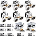 Shower Door Rollers with Twin Wheels Pulleys 25 mm for Curved Doors Glass Doors 4-6mm,8pcs Bathroom Replacement Parts Chrome Plated with Anti-Collision Block and Screws 2Top & 2Bottom (8)