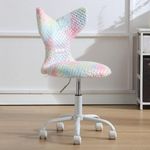 Wahson Kids Desk Chair Faux Fur Children Swivel Chair with Backrest, Children Computer Task Chair Height Adjustable for Girls Boys, Colorful