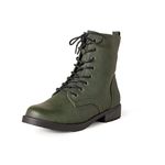 Amazon Essentials Women's Lace-Up Combat Boot, Green, 10 UK