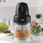 Glen Electric Chopper, 2 Stainless Steel Blade, Whisking Disc 500ml Capacity Bowl, 200W - Black (SA4043TUBLK)