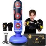 HUBE Fun and Stable Inflatable Punching Bag for Kids with Gloves – 66 Inch Punching Dummy Age 5-12 – Boys Sports Gifts – Cool Toys for Kids – Boxing Set for Practicing Karate, Taekwondo, MMA