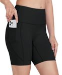 Willit 6" Women's Swim Shorts with Liner Pockets High Waisted Bathing Shorts Bottoms Tummy Control UPF 50+ Black L