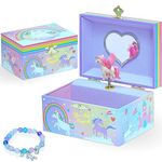 Style Girlz Musical Jewellery Box - Unicorn Jewellery Box For Girls - Kids Jewellery Music Box With - Includes Unicorn Jewellery Bracelet - Birthday Gifts For Girls