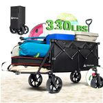 Hikenture Wagon Cart Foldable with Tailgate, 47.5" Extra Long Beach Wagon with Big Wheels for Sand, 150Kgs Capacity Collapsible wagon, Heavy Duty Folding Wagon for Groceries, Beach, Garden, Shopping