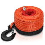 ZESUPER 3/8" x 100ft Synthetic Winch Rope Dyneema 12 Strand Winch Cable Car Tow Recovery Cable Winch Line Recovery Kit Winch Replacement Cable 26500 lbs for 4WD Off Road Vehicle Truck SUV Jeep(Gray)