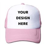 Customized Personalized Design Your Logo Unisex Trucker Hat Custom Mesh Baseball Cap, Pink, M