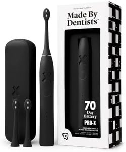 Made by Dentists PRO‑X Sonic Electric Toothbrush for Adults – Dentist‑Designed Whitening Rechargeable Toothbrush, 9 x More Plaque Removal, 70 Day Battery, 3 Modes, Travel Case & Extra Heads, Black