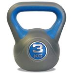 DKN Unisex Adult 3kg Vinyl Kettlebell - Grey/Blue, 3kg