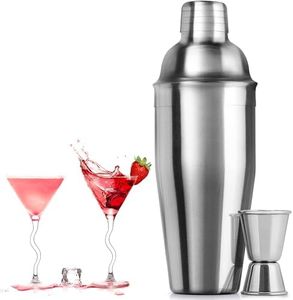 24 Ounce 750ml, Cocktail Shakers Stainless Steel Cocktail Shaker Built-in Bartender Strainer with Measuring Cups 15/30 ml Drink Bar Set Accessories