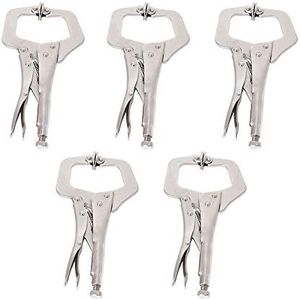 findmall 11 Inch Locking C-Clamp 5Pack Locking Pliers Adjustable Welding Clamps Vise W/Regular Tip and Swivel Pad for Shop Home Farm and Automotive