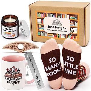 Tuitessine Book Lovers Gifts for Women Teacher Appreciation Gifts Box Inclueds Comfy Socks Mugs Book Mark Book Page Holder Candle Present for Readers