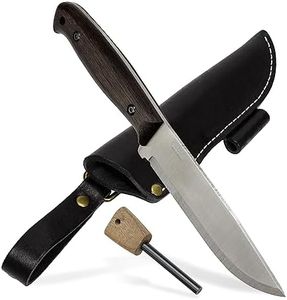 BPS Knives Nighthawk Adventurer - Camping Knife - Fixed-Blade Stainless Steel Survival Knife - Black Leather Sheath and Firestarter - Outdoor Full Tang Knife - Bushcraft Knife