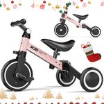 XJD 5 in 1 Toddler Balance Bike Kids Trike for 1-3 Years Old Boys Girls 3 Wheel Kids Tricycles Baby First Bike Indoor Outdoor Birthday Gifts for Toddlers (5 IN 1, Pink)