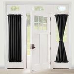 XWZO Door Curtains for Door Window, Room Darkening French Door Curtains, Privacy Thermal Insulated Door Window Covering for Kitchen, Rod Pocket Curtains with Tiebacks, 25W by 72L, 1 Panel, Black