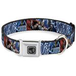 Buckle-Down Dog Collar Seatbelt Buckle Avengers Thor Hammer Action Pose Galaxy Blues White 11 to 17 Inches 1.0 Inch Wide