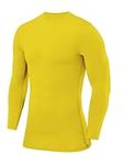 PowerLayer Compression Shirt for Boys, Thermal Long Sleeve Tops Men Base Layers Men Running Cycling Gym Top Shirt- Sonic Yellow, 10-12 Years