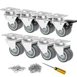 ENYKE 2 inch Casters Set of 8, Silent Rubber Caster Wheels Non Marking with 4 Brake+4 Swivel, 2" Swivel Casters 8 Pack, Load Capacity 880lbs in Total