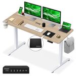 MotionGrey - Electric Motor Height Adjustable Standing Desk, Ergonomic Stand Up Desk, Adjustable Computer Sit Stand Desk Stand - Black Frame Single Motor with Table Top (Light Brown, 55 * 24 Inch)